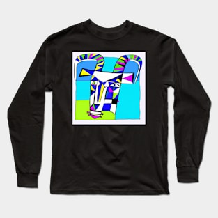 Picasso-style Goat Long Sleeve T-Shirt